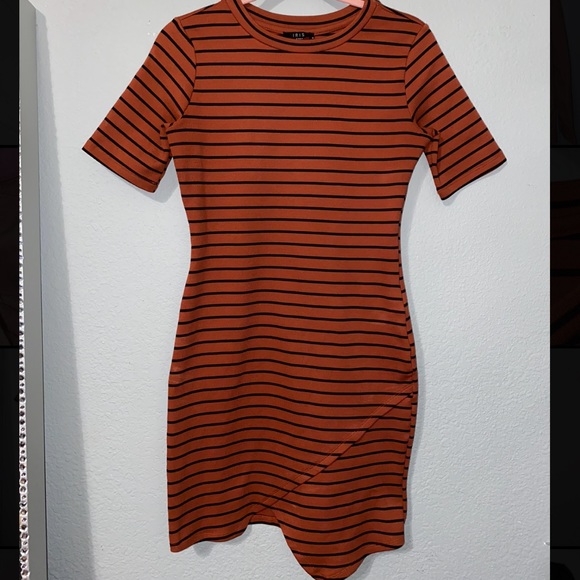 Orange and Black Striped Asymmetrical Dress!!